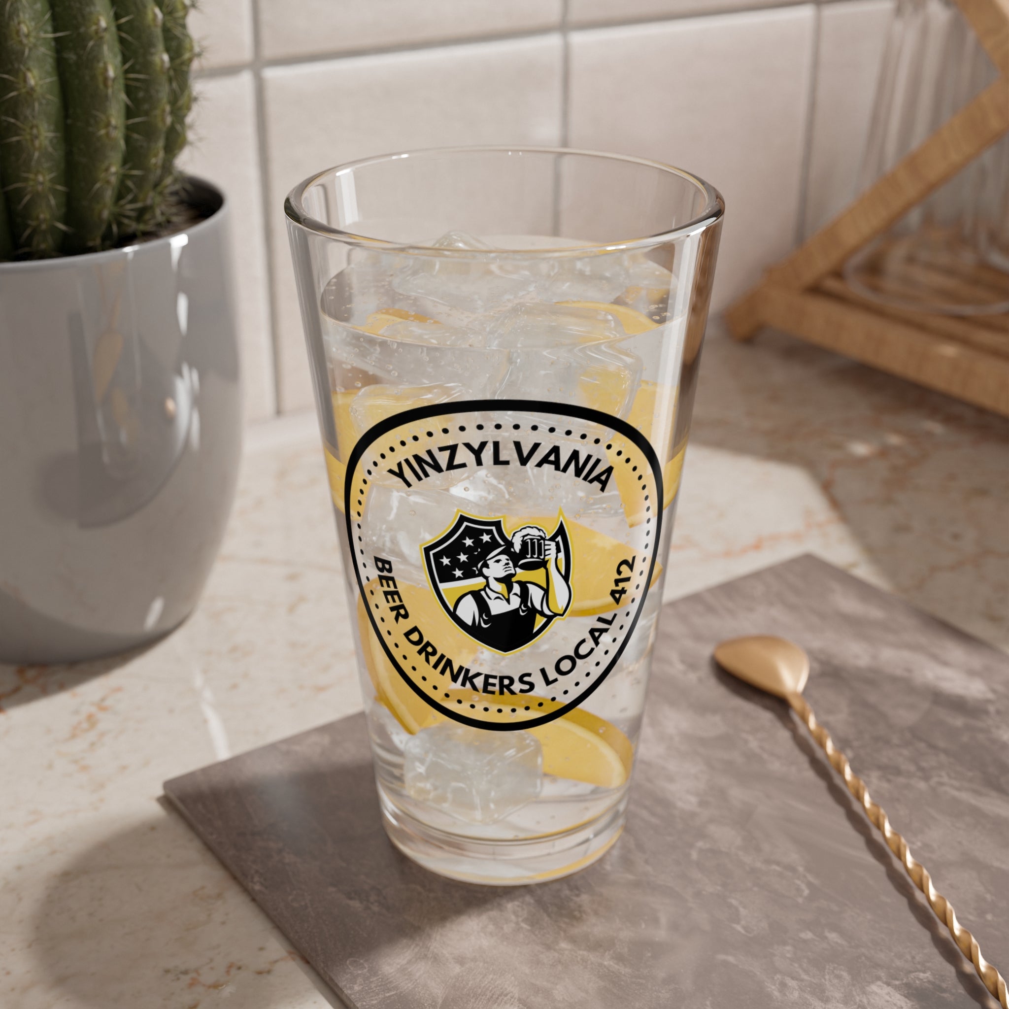 Yinzylvania Beer Drinkers Union - 412 - Pint Glass, 16oz - Yinzylvania
