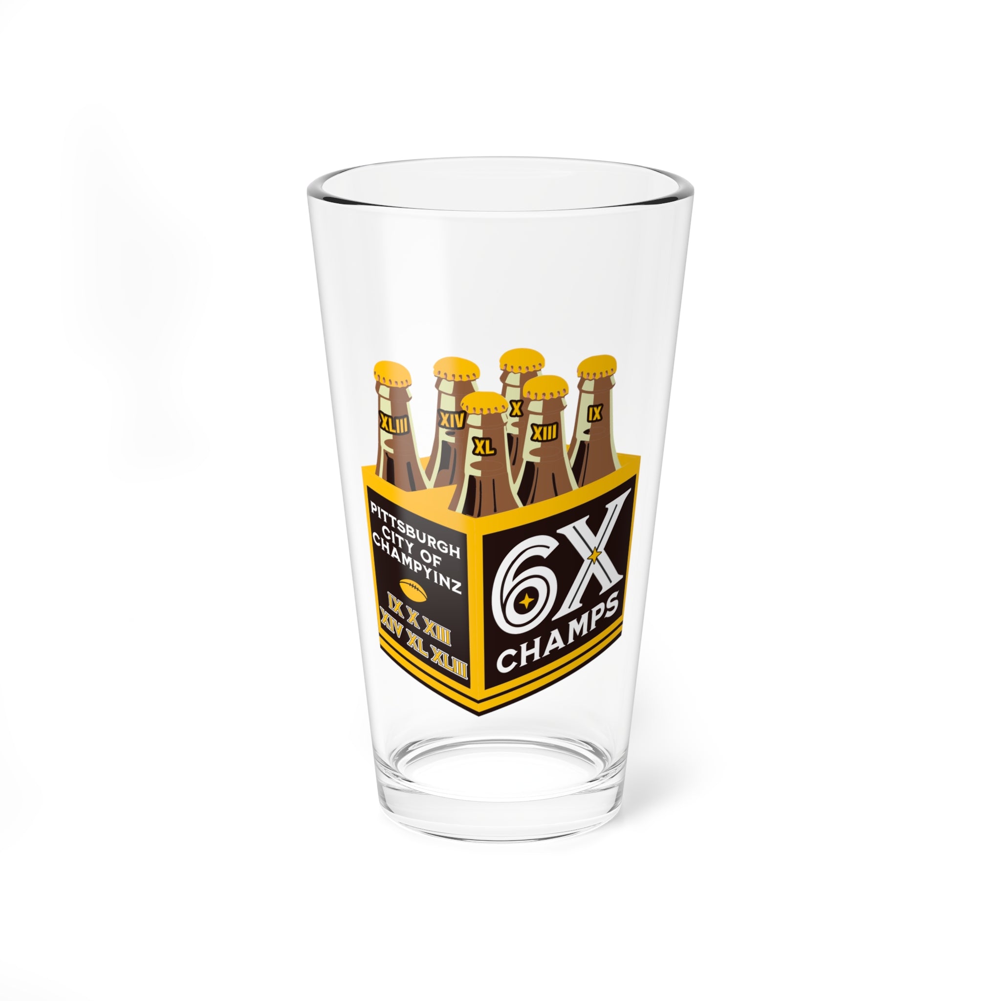 Pittsburgh Six Pack - Pint Glass, 16oz - Yinzylvania