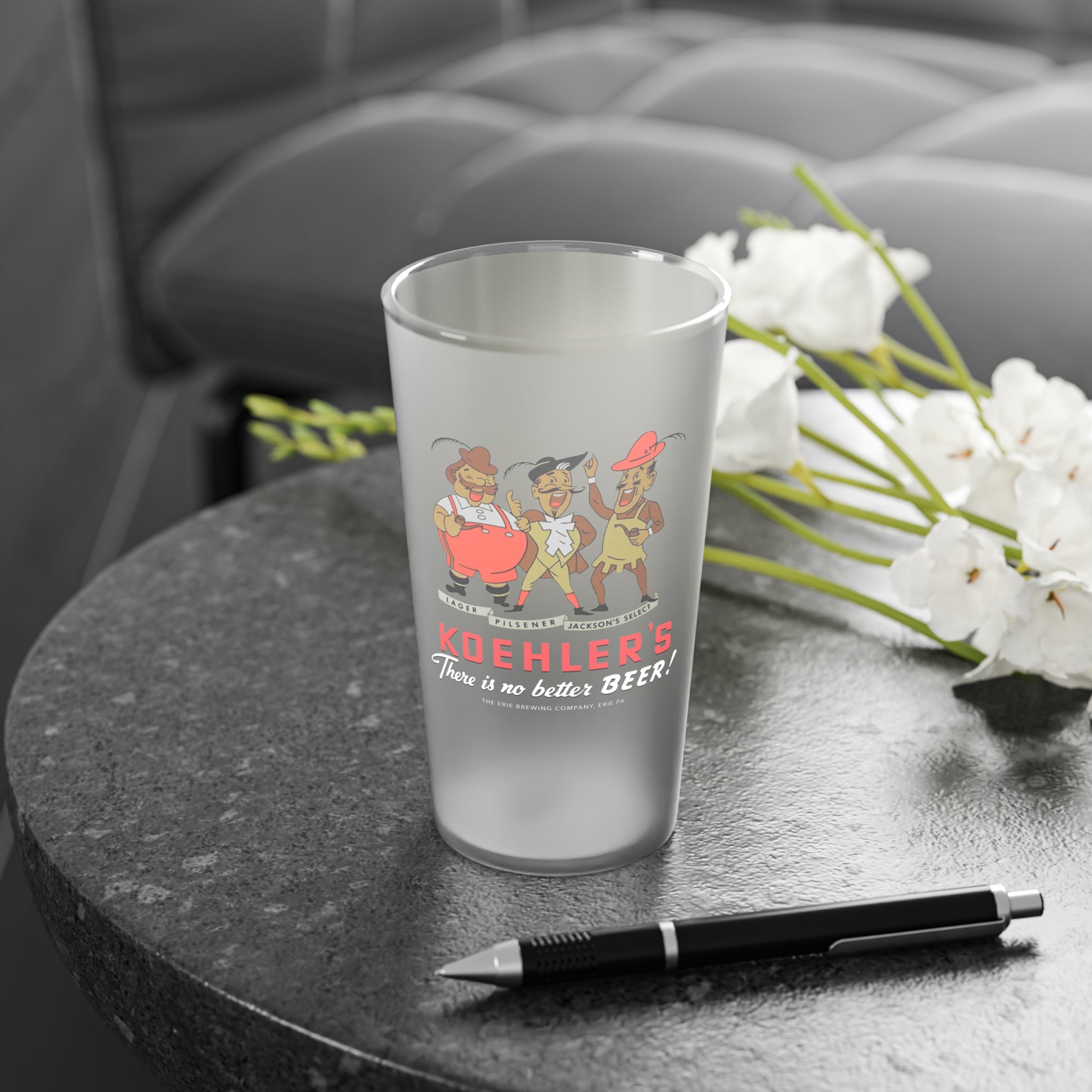 KOEHLER BEER - Erie, PA - Frosted Pint Glass, 16oz - Yinzylvania