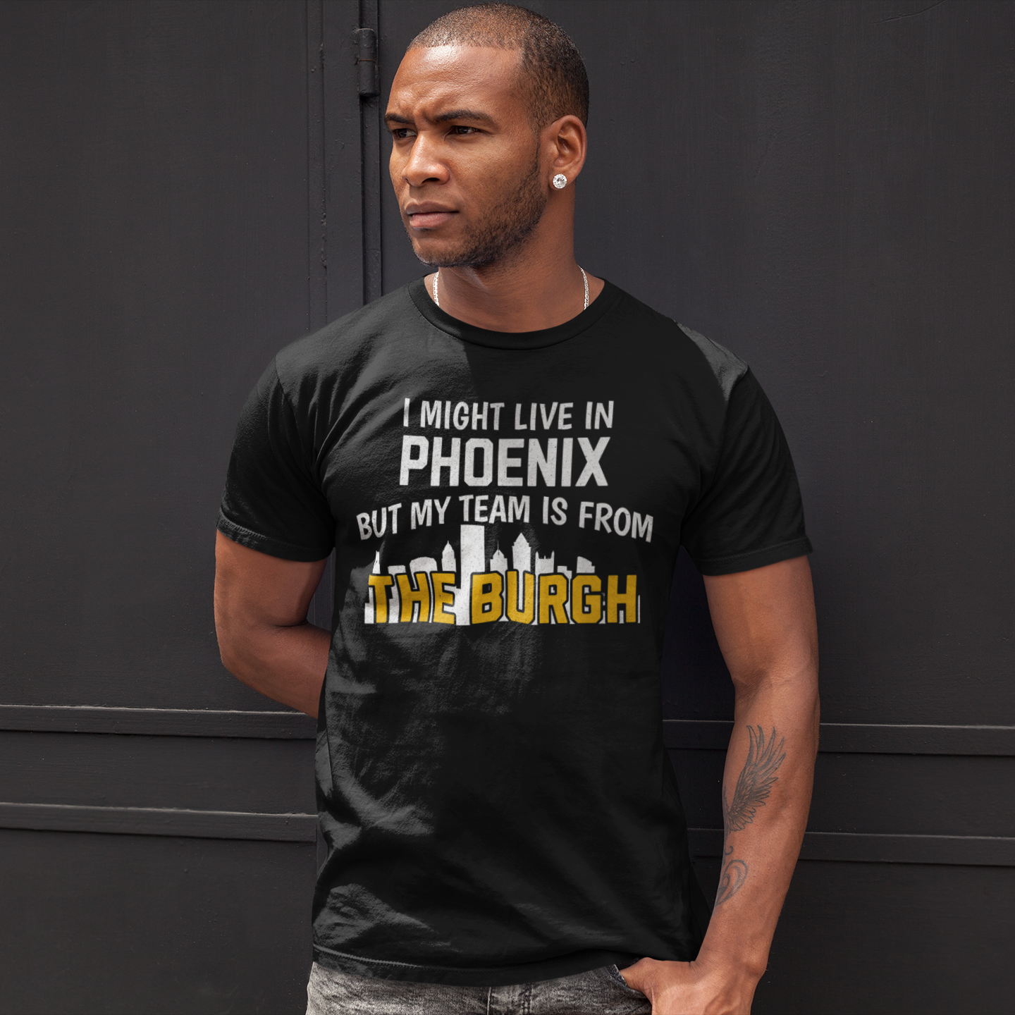 I Might Live in (Custom) But My Team is From the Burgh - Custom T-Shirt