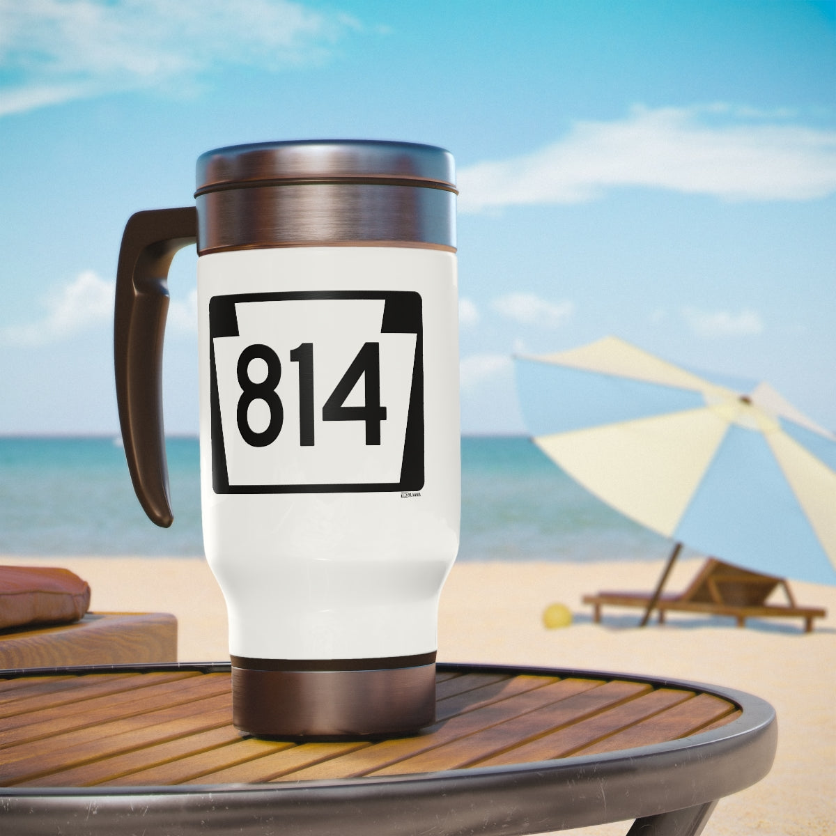 ROAD SIGN 814 - Stainless Steel Travel Mug with Handle, 14oz - Yinzylvania