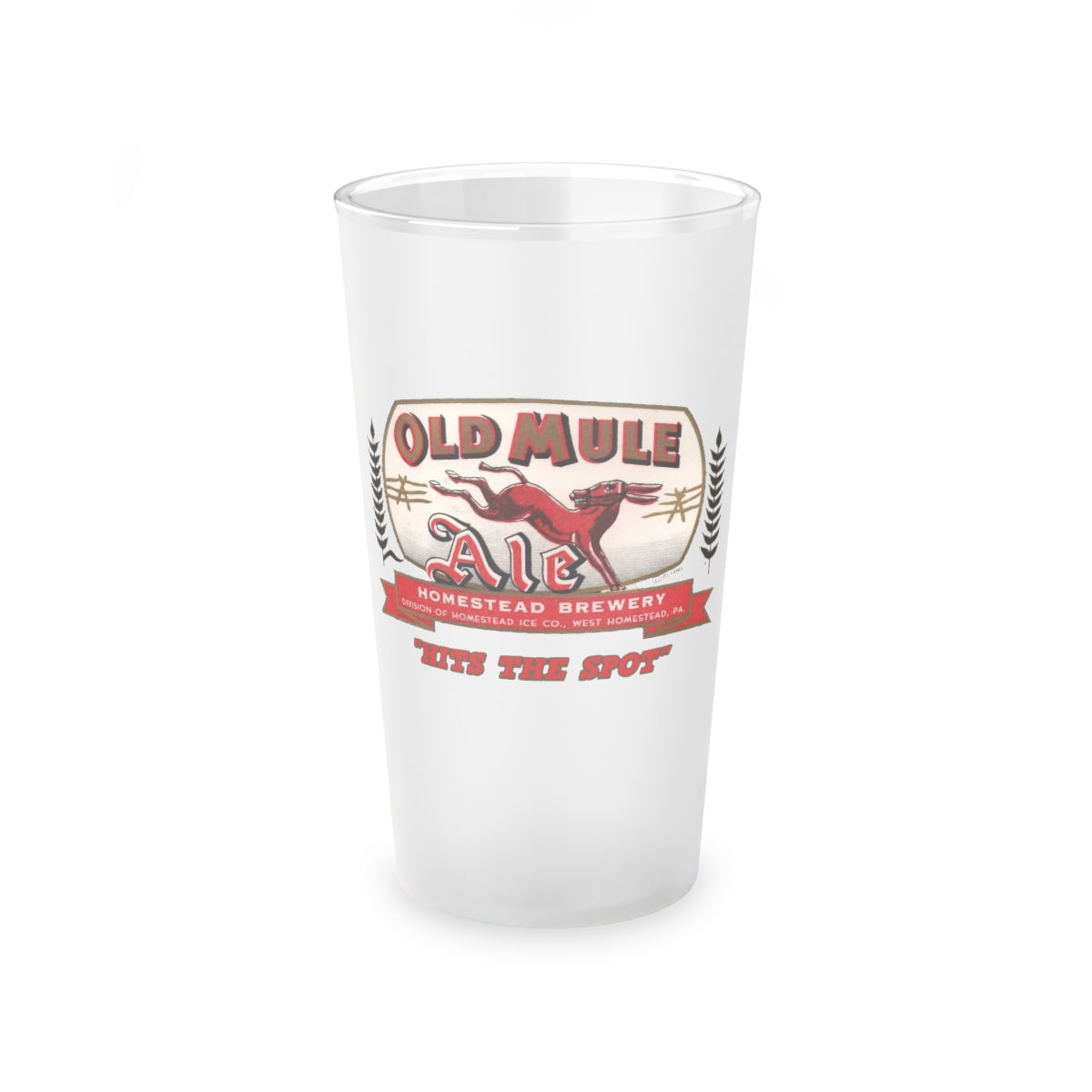 OLD MULE ALE - Homestead, PA - Frosted Pint Glass, 16oz - Yinzylvania
