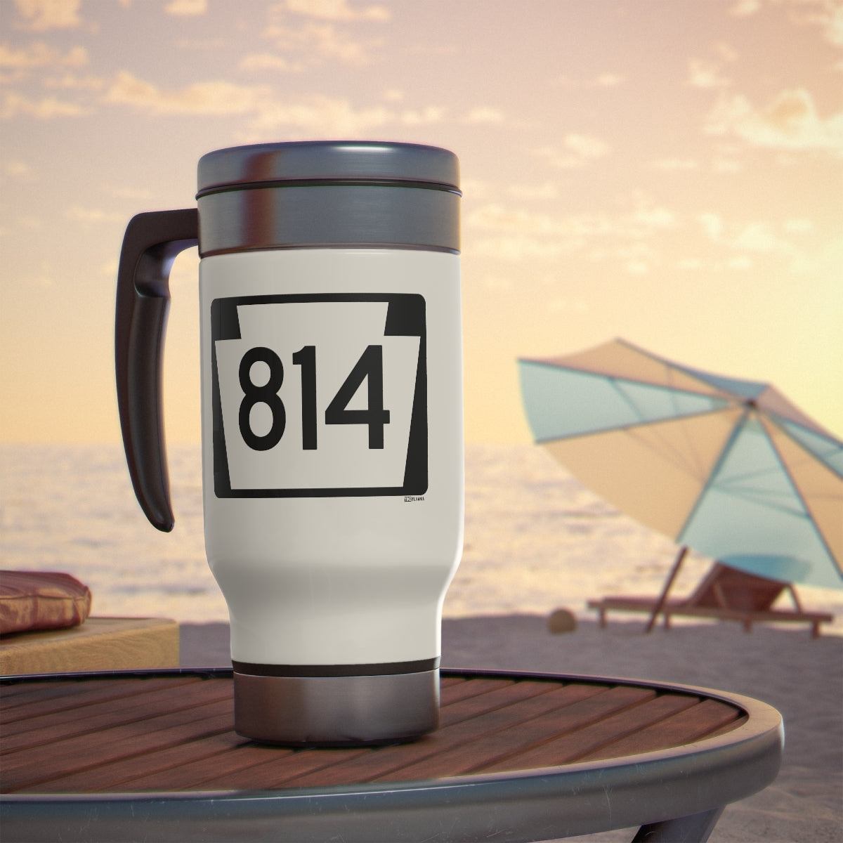 ROAD SIGN 814 - Stainless Steel Travel Mug with Handle, 14oz - Yinzylvania