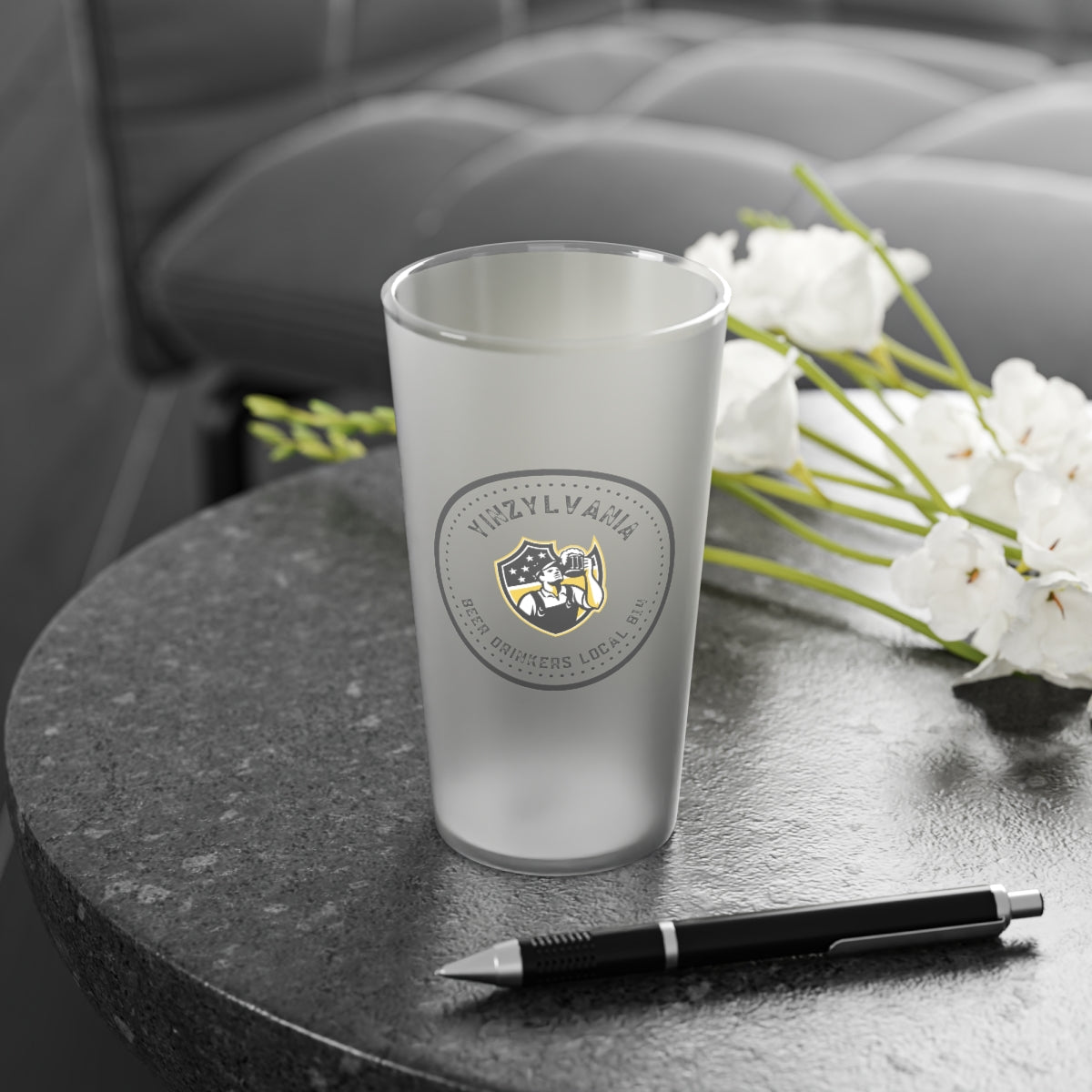 BEER DRINKERS UNION - LOCAL 814 - Frosted Pint Glass, 16oz - Yinzylvania