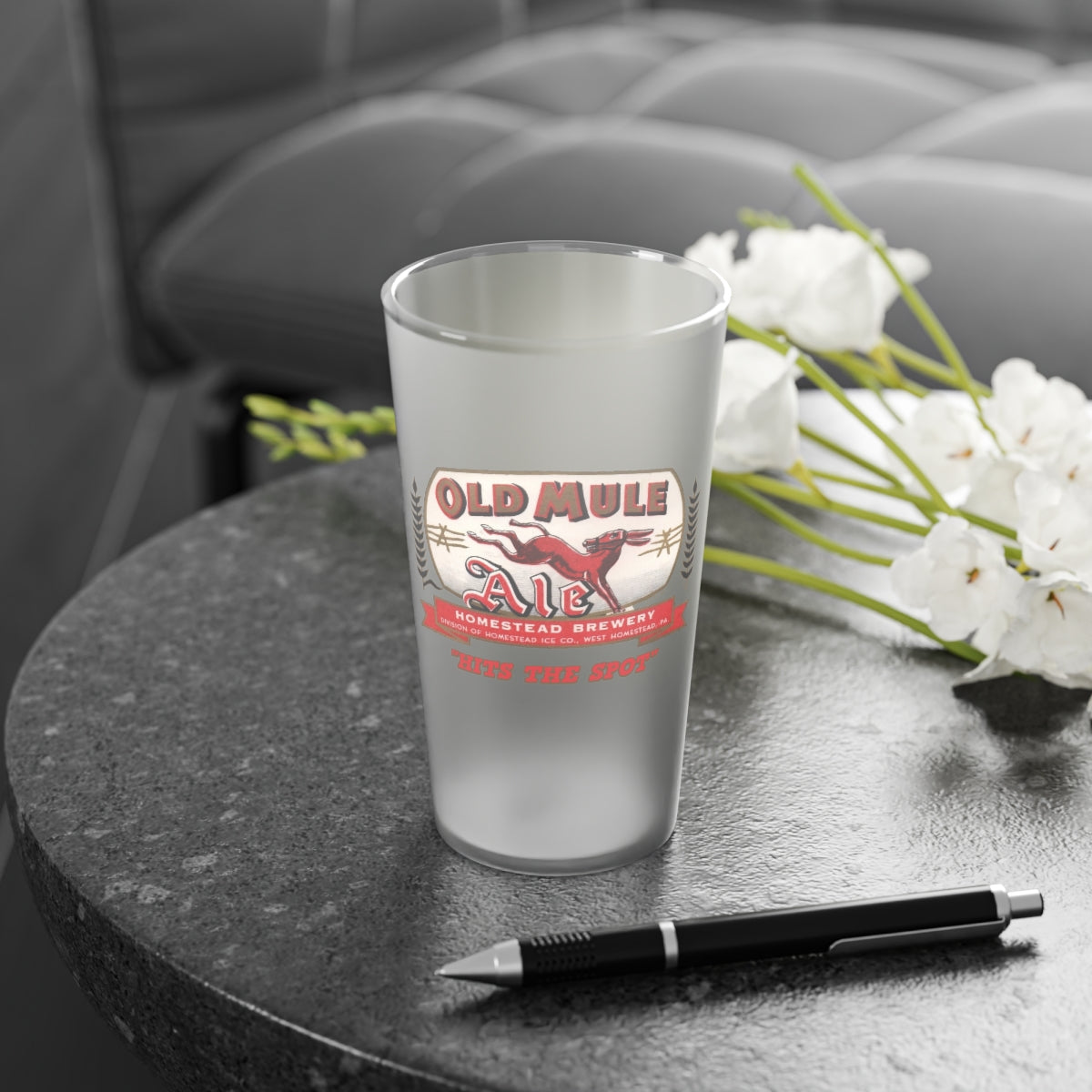 OLD MULE ALE - Homestead, PA - Frosted Pint Glass, 16oz - Yinzylvania