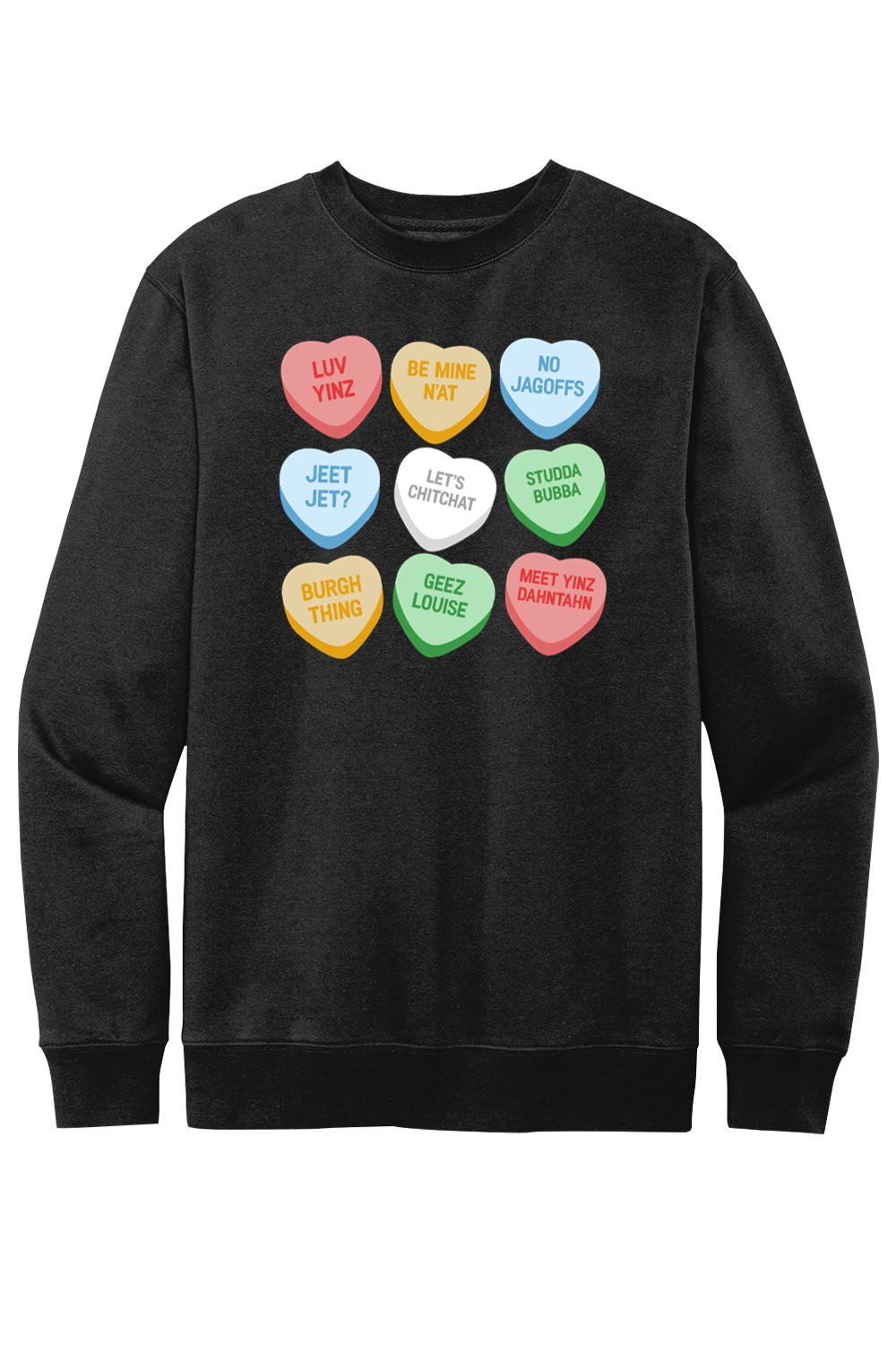 Pittsburghese Conversation Hearts - Fleece Crewneck Sweatshirt - Yinzylvania