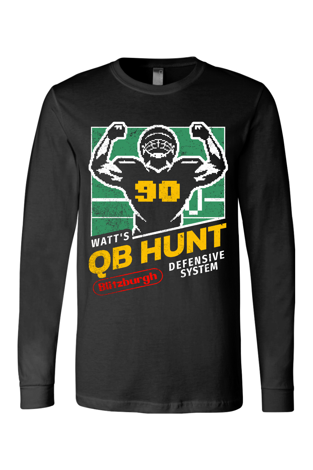 Watt's QB Hunt Retro Game Art - Long Sleeve Tee - Yinzylvania