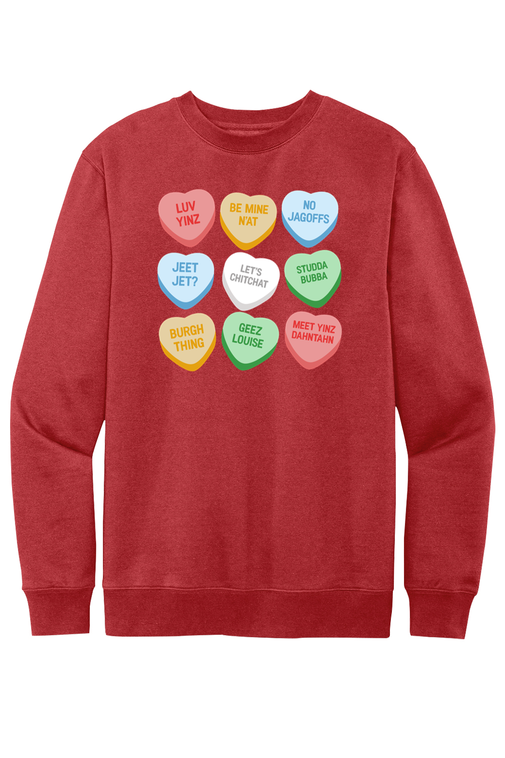 Pittsburghese Conversation Hearts - Fleece Crewneck Sweatshirt - Yinzylvania