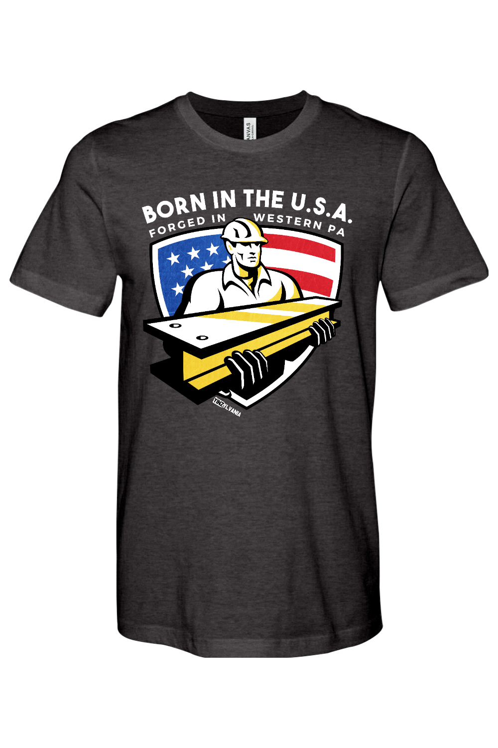 Born in the USA - Forged in Western PA - Bella + Canvas Heathered Jersey Tee - Yinzylvania