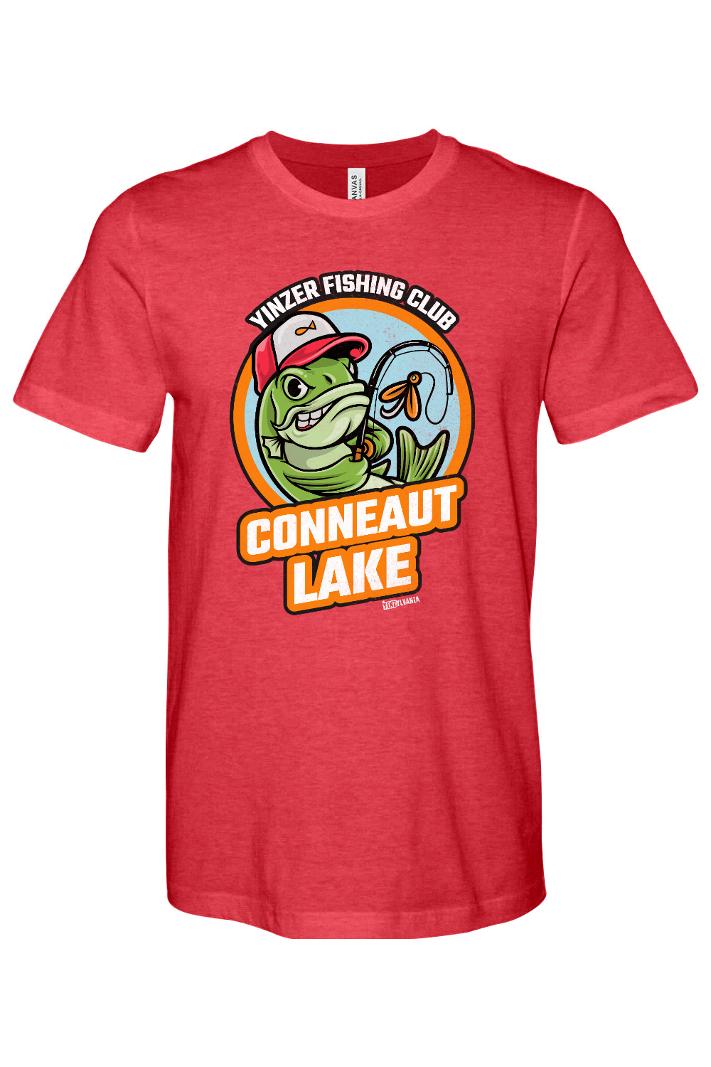 Conneaut Lake Fishing - Bella + Canvas Heathered Jersey Tee - Yinzylvania