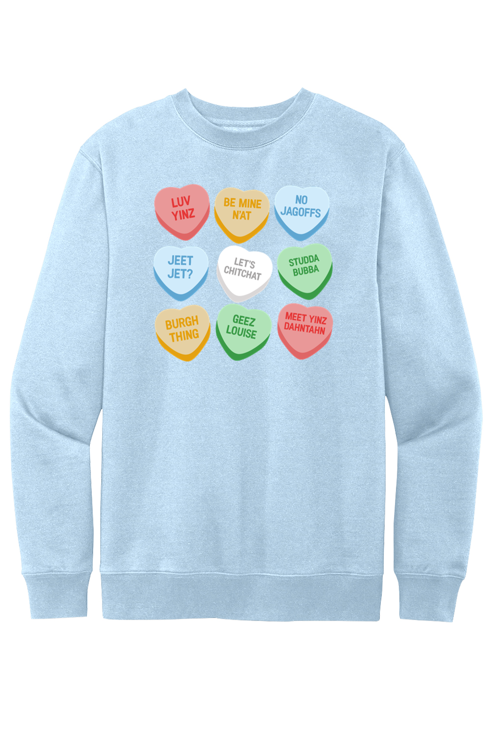 Pittsburghese Conversation Hearts - Fleece Crewneck Sweatshirt - Yinzylvania