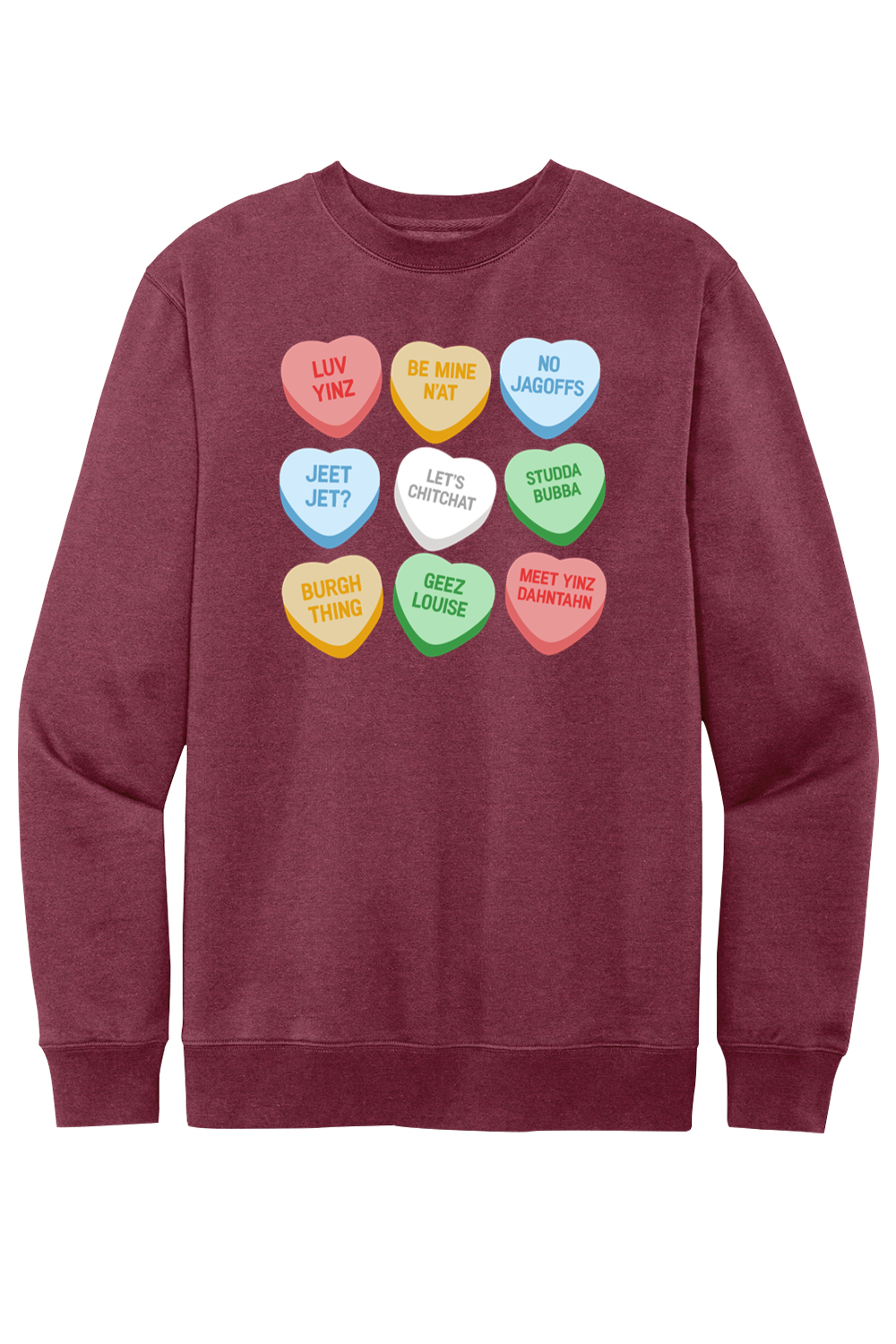 Pittsburghese Conversation Hearts - Fleece Crewneck Sweatshirt - Yinzylvania