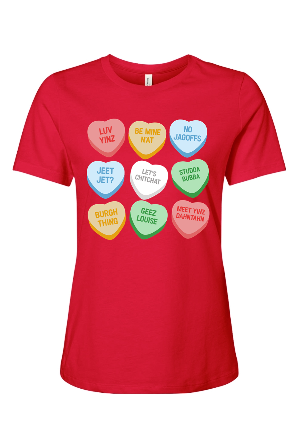 Pittsburghese Conversation Hearts - Ladies Tee - Yinzylvania