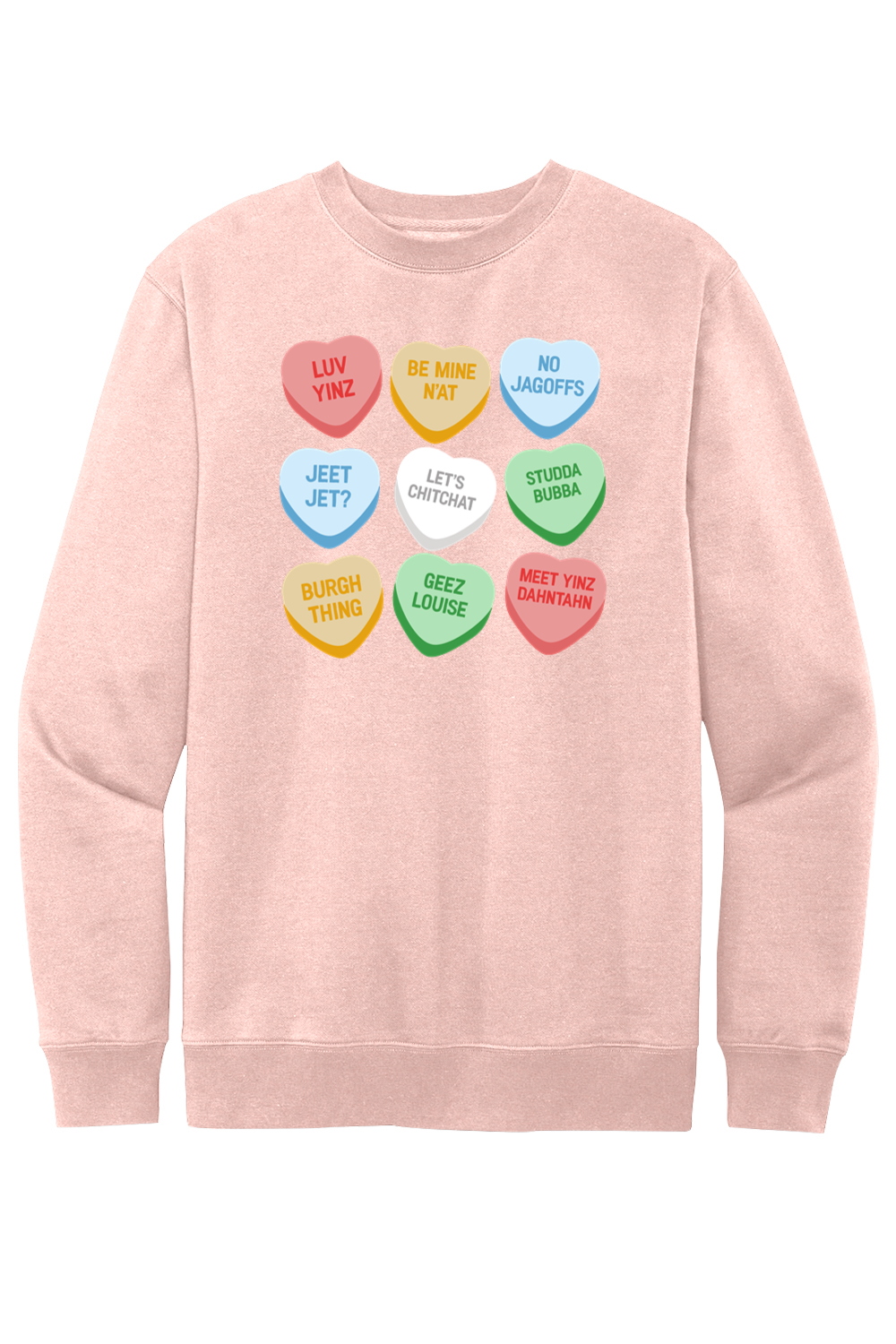 Pittsburghese Conversation Hearts - Fleece Crewneck Sweatshirt - Yinzylvania
