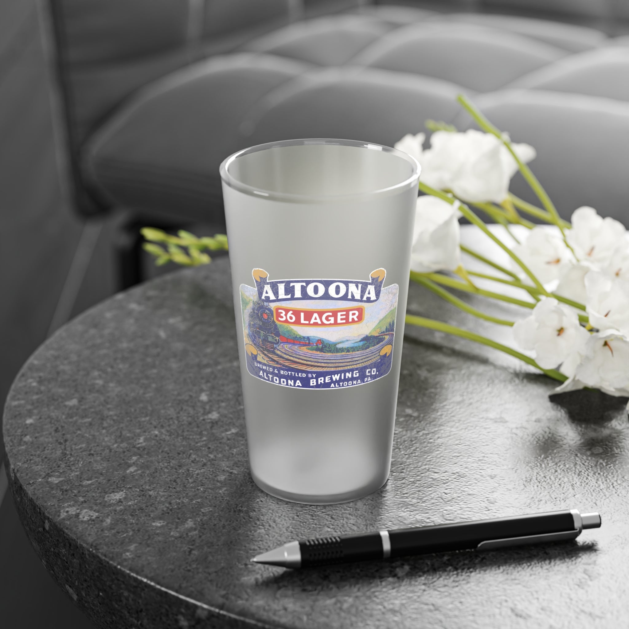 ALTOONA 36 LAGER - Altoona, PA - Frosted Pint Glass, 16oz - Yinzylvania