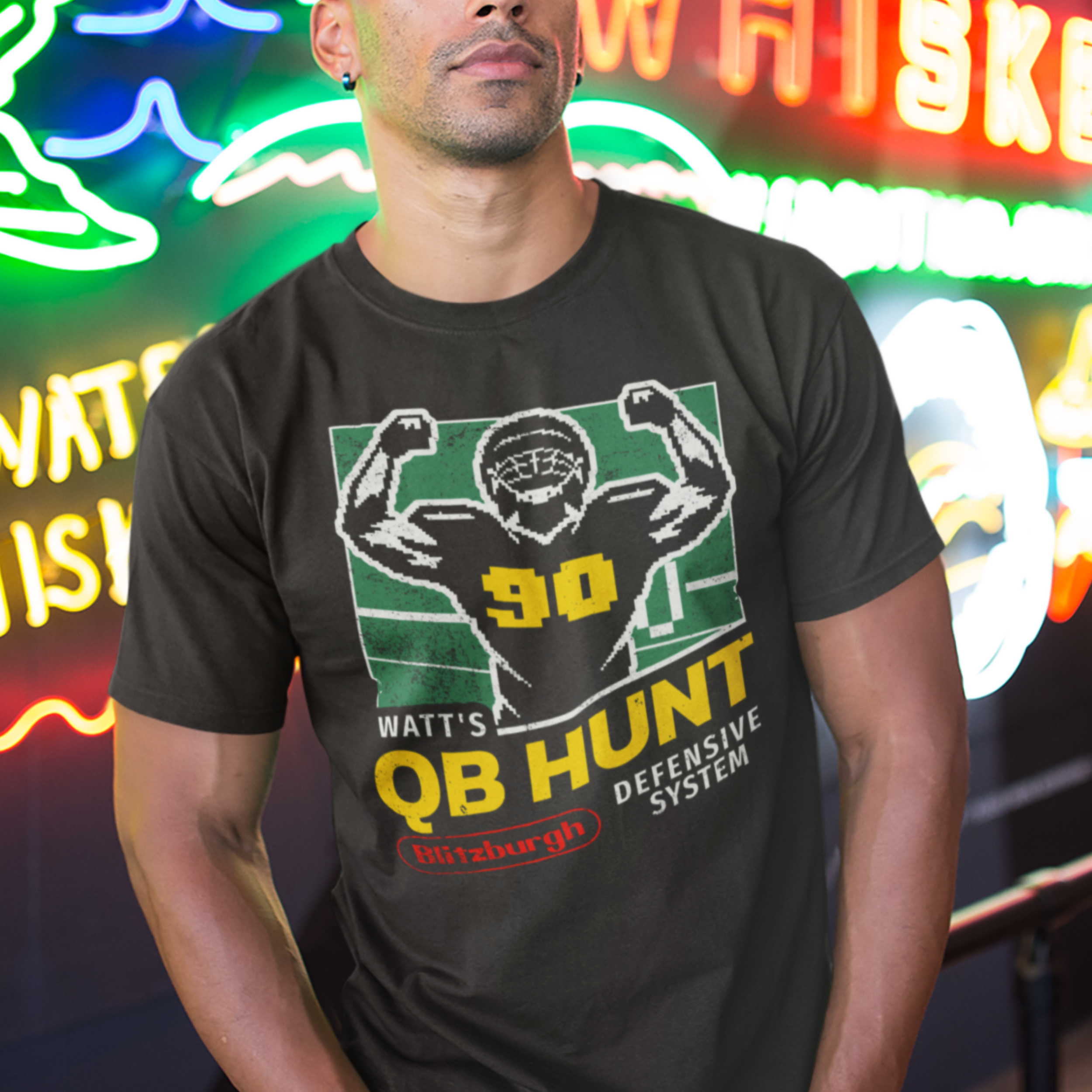 Watt's QB Hunt - Retro Video Game Art - Triblend Tee