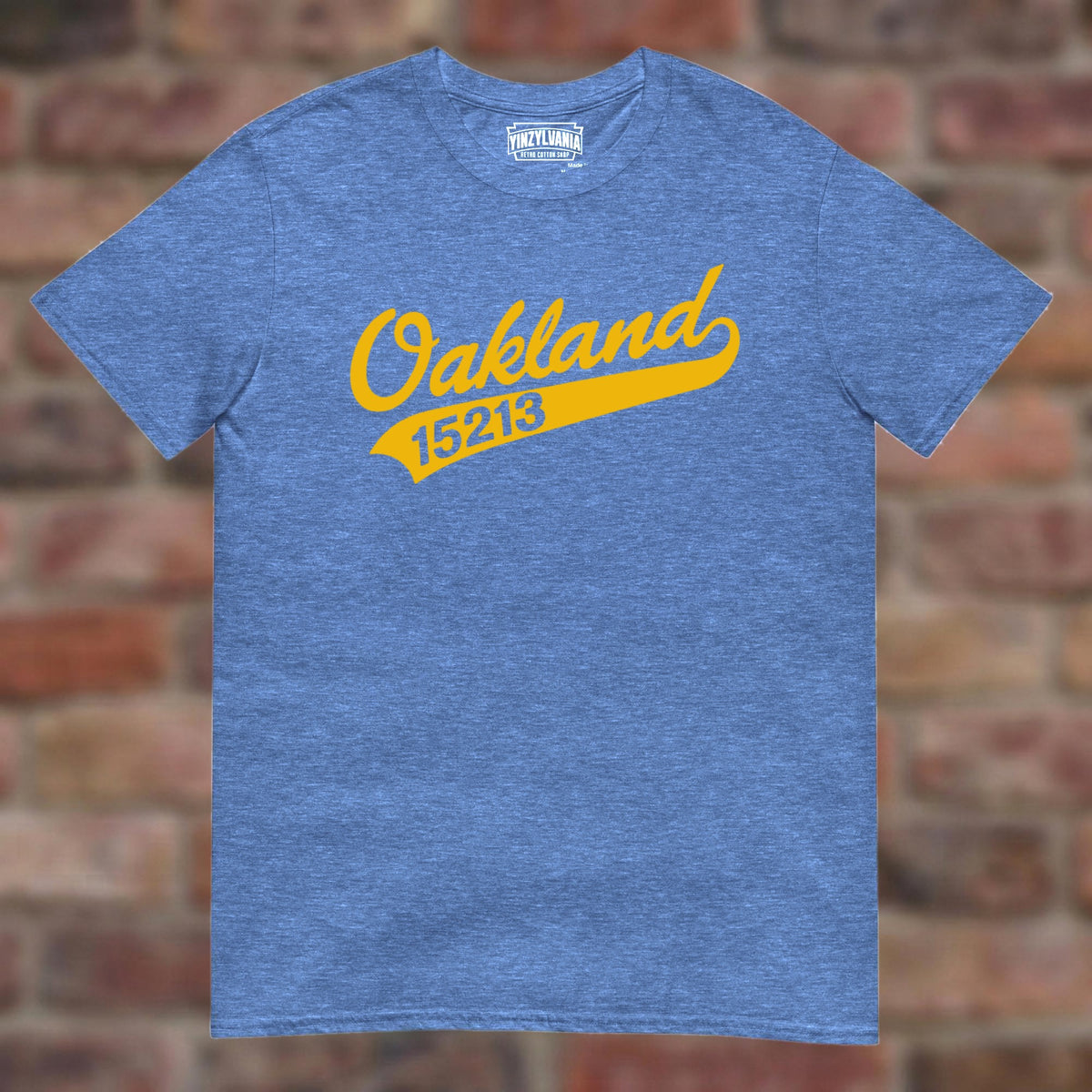 Oakland 15213 tee in Heather Royal