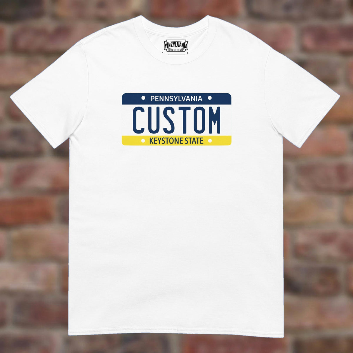 Custom PA license plate tee in White
