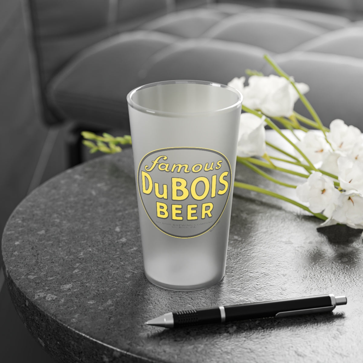 FAMOUS DuBOIS BEER - DuBOIS, PA - Frosted Pint Glass, 16oz - Yinzylvania