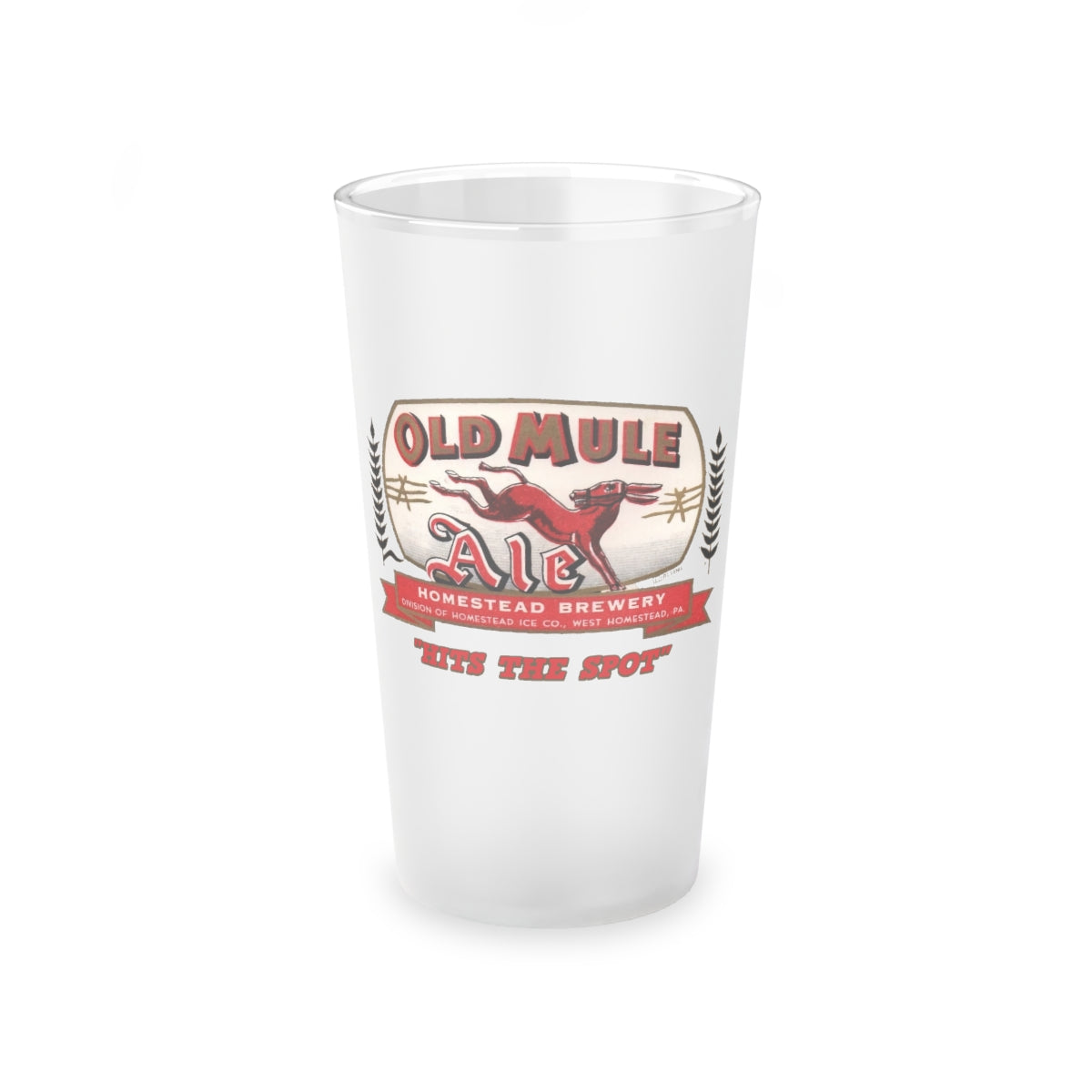 OLD MULE ALE - Homestead, PA - Frosted Pint Glass, 16oz - Yinzylvania