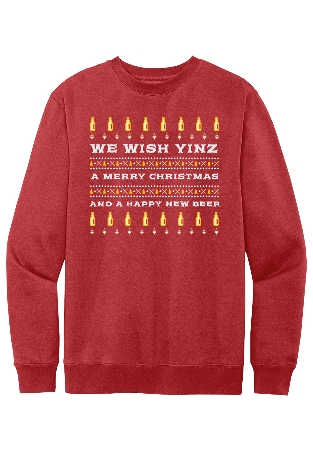 We Wish Yinz a Merry Christmas Ugly Christmas Sweater Fleece Crew Sweatshirt