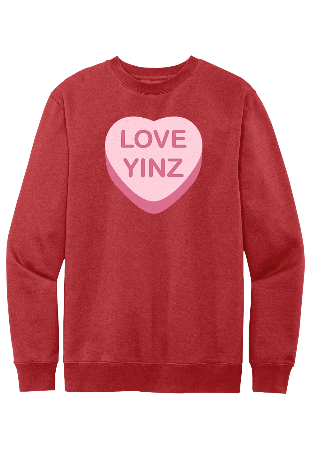 Love Yinz - Conversation Heart - Fleece Crewneck Sweatshirt - Yinzylvania