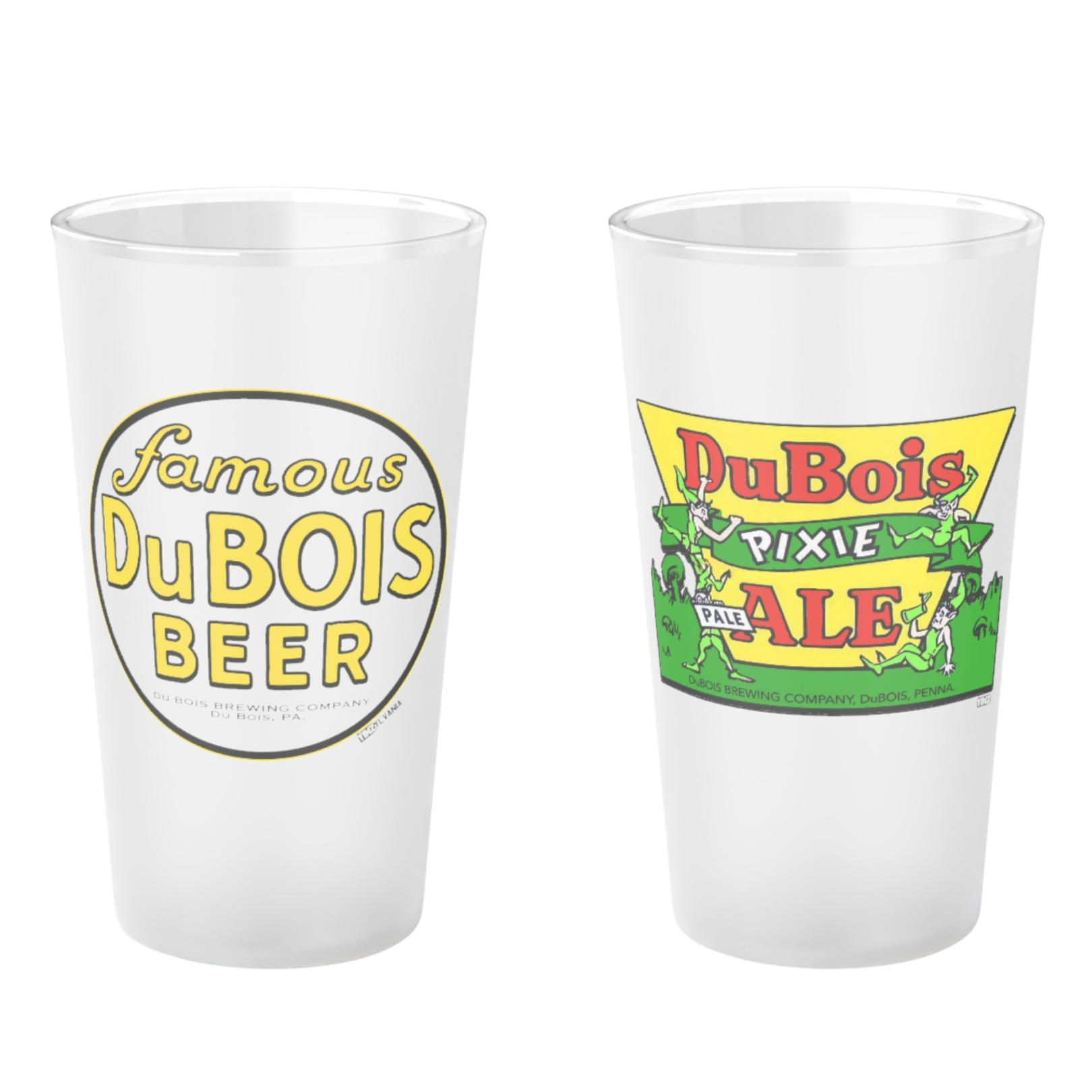 DuBois Retro Brew Set of 2 Pint Glasses | Famous DuBois Beer | DuBois Pixie Ale - Yinzylvania
