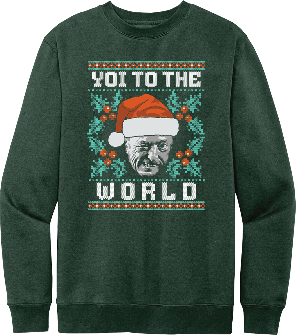 Yoi to the World Ugly Christmas Sweater Fleece Crewneck Sweatshirt