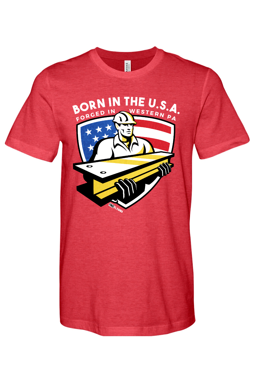 Born in the USA - Forged in Western PA - Bella + Canvas Heathered Jersey Tee - Yinzylvania