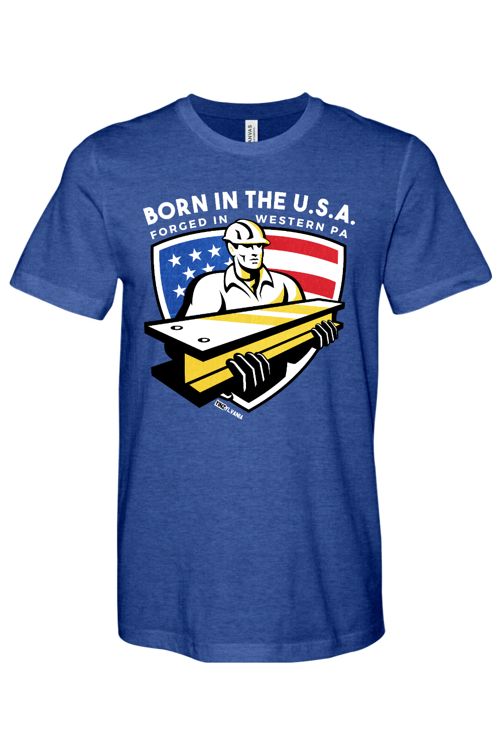 Born in the USA - Forged in Western PA - Bella + Canvas Heathered Jersey Tee - Yinzylvania