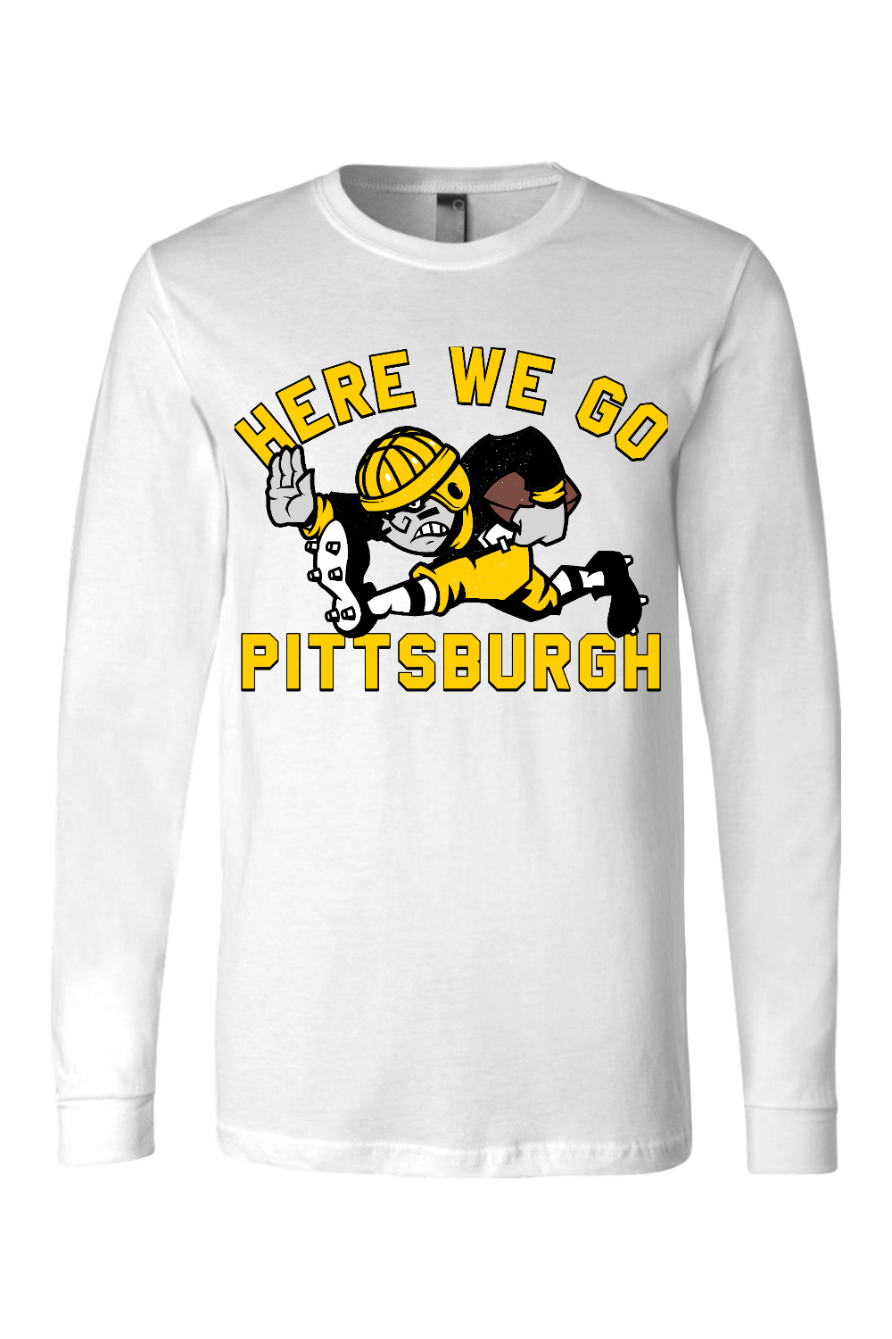 Here We Go Pittsburgh - Old School Football - Long Sleeve Tee - Yinzylvania