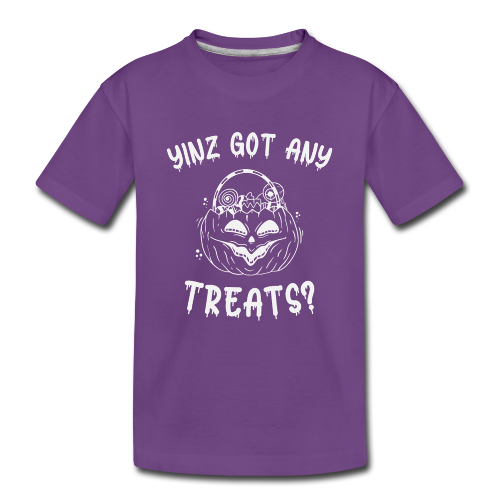 YINZ GOT ANY TREATS? - Kids Halloween Tee - purple