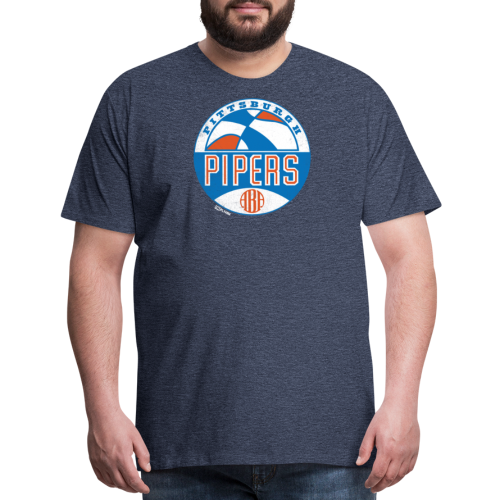 PITTSBURGH PIPERS (ABA) - Big & Tall Tee - heather blue